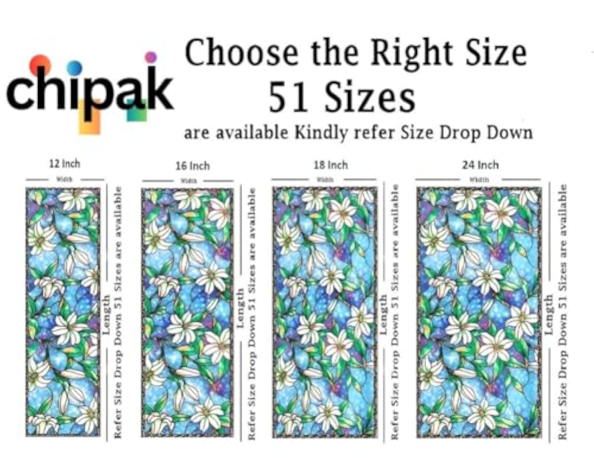 Vinyl Privacy Stained Window Glass Film (12x25 Inch)